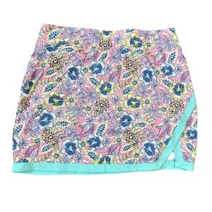 Stella Parker Bright Pink Skort Sports Skirts‎ Quick Dry Floral Tropical Sz L